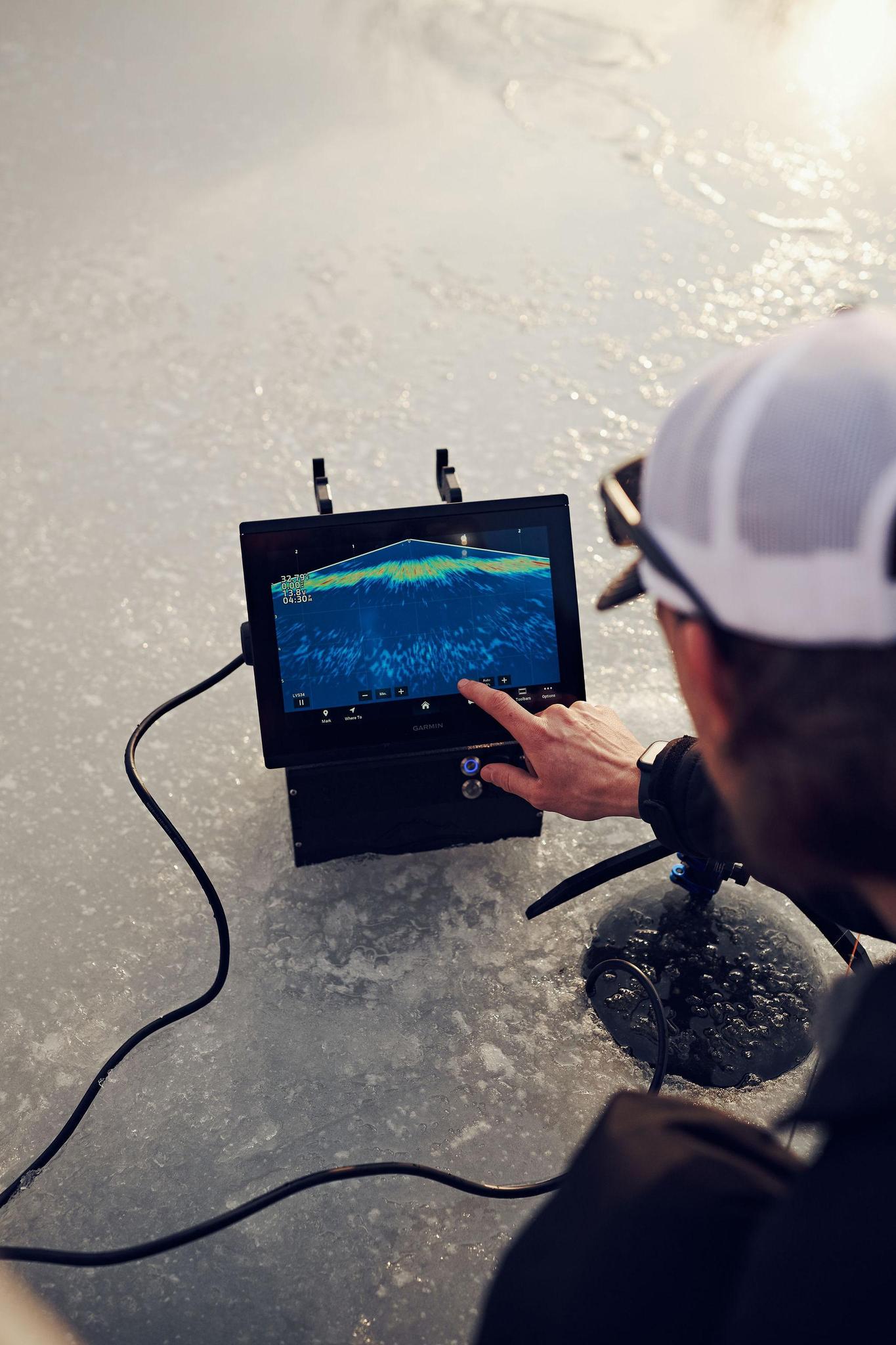 electronic fishing accessories Ice Fishing Setup Bundle | Shuttle and Transducer Pole Kit