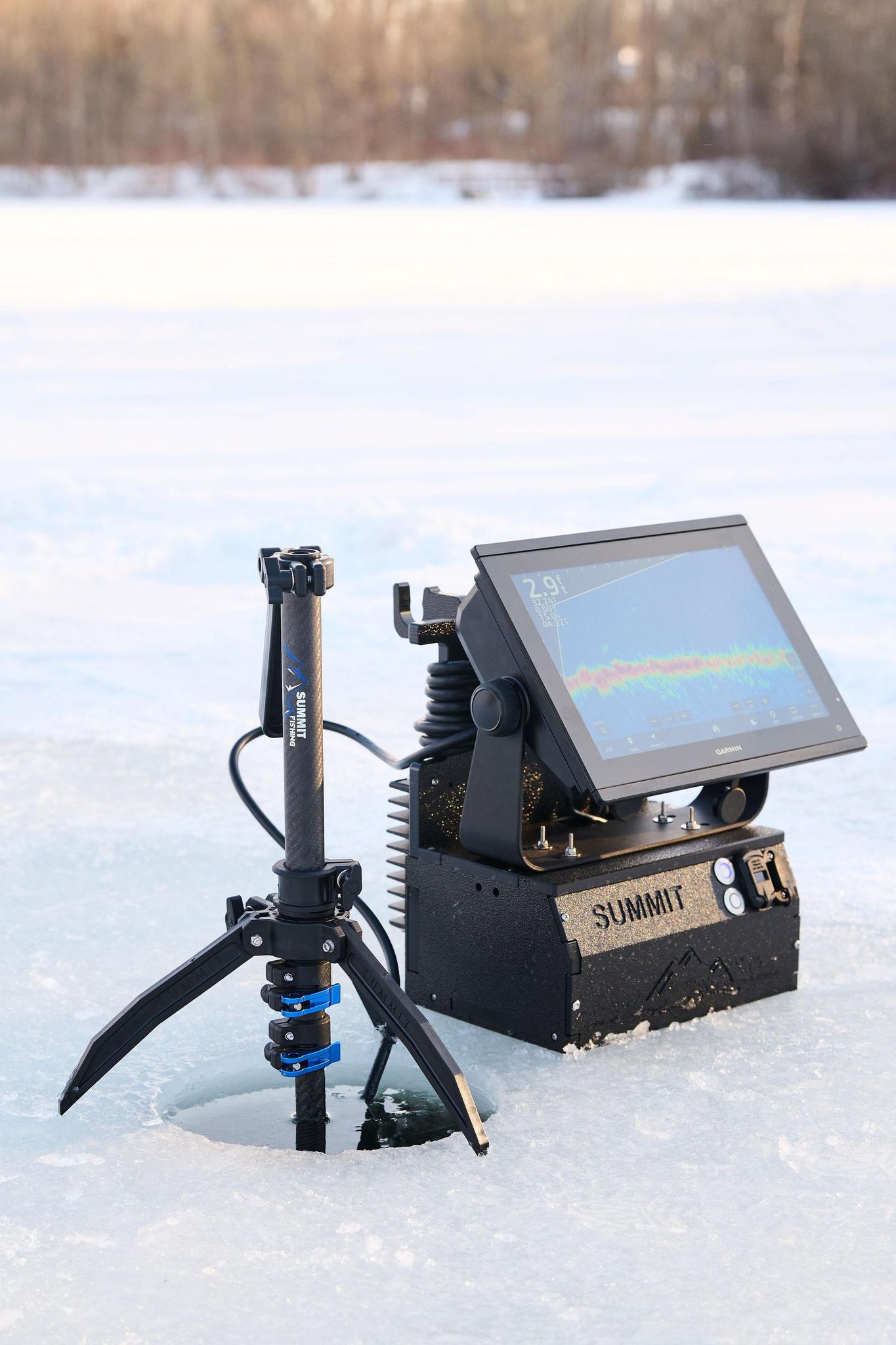computerized fishing pole Ice Fishing Transducer Pole & Mount | Adjustable Sonar Pole